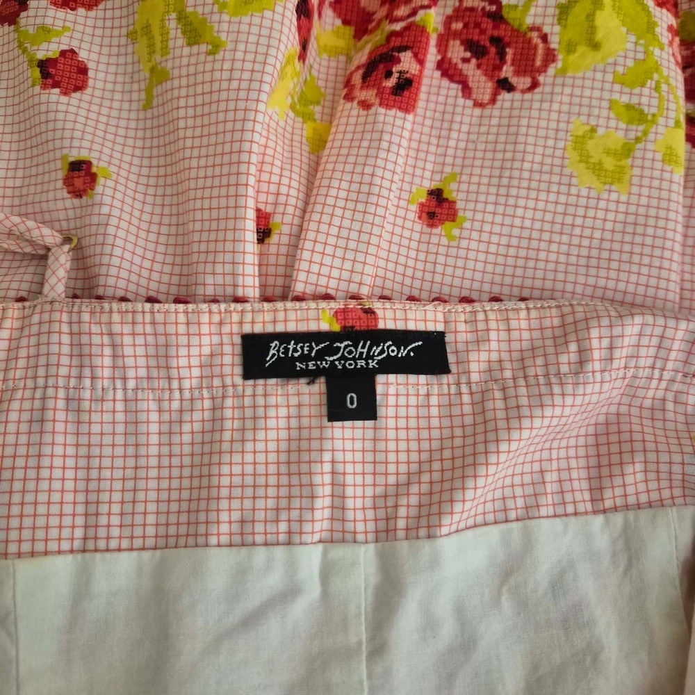 Betsey Johnson Pink Grid Windowpane Plaid Geometric Rose Prairie Farm Dress US 0 - Picture 6 of 10